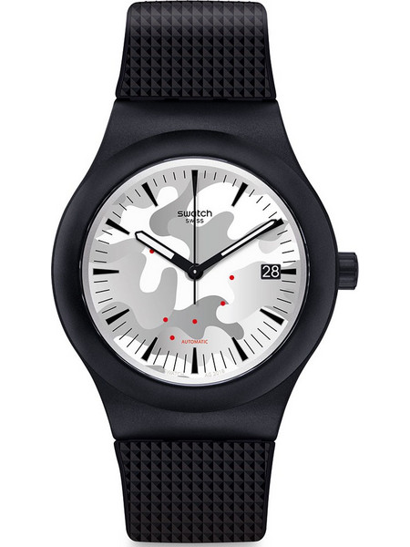 Swatch Ανδρικό Ρολόι Αυτόματο με Μαύρο Καουτσούκ Λουράκι SUTB407