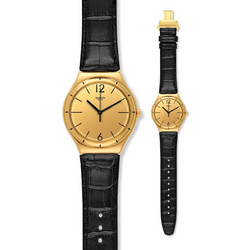 Swatch After Dinner Ανδρικό Ρολόι με Μαύρο Δερμάτινο Λουράκι YWG100