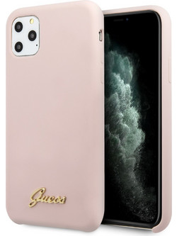 Guess Vintage Script Back Cover Gold Logo Collection Pink (iPhone 11 Pro)