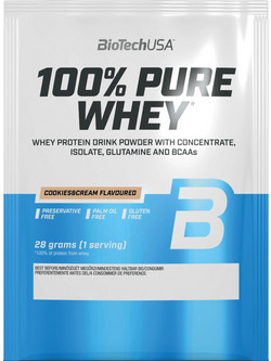 Biotech USA 100% Pure Whey Cookies & Cream Πρωτεΐνη Ορού Γάλακτος Γράμμωσης Χωρίς Γλουτένη 28gr