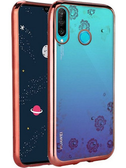 Θήκη Huawei P30 Lite Σιλικόνης με Στρας Forcell Strass TPU Case Diamond Garden -Rose Gold