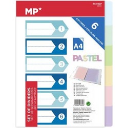 MP χρωματιστά διαχωριστικά φύλλα A4 PC119CP, πλαστικά, 6τμχ