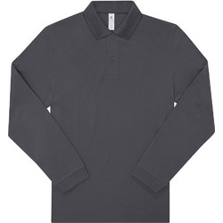 B&C Collection Ανδρική Μπλούζα Polo Μακρυμάνικη Ανθρακί PU427