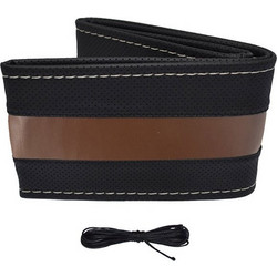 Otom Κάλυμμα Τιμονιού Αυτοκινήτου Stitching Δερματίνη Ραφτό Εξώγαζο Μαύρο - Καφέ Medium 37-39cm DK-304 1 Τεμάχιο - (12273)