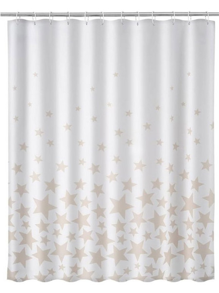 Κουρτίνα Μπάνιου με Κρίκους 180 x 200 cm Star Print Beige Bakaji 02839916