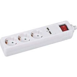 VOLTE-TEL ΠΟΛΥΠΡΙΖΟ 3 ΣΟΥΚΟ ΜΕ ΔΙΑΚΟΠΤΗ-2 USB 2.4A - ΠΑΙΔΙΚΗ ΠΡΟΣΤΑΣΙΑ (3x1.5mm) 1.5m ΑΣΠΡΟ