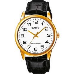 Casio Vintage Ανδρικό Ρολόι με Μαύρο Δερμάτινο Λουράκι MTP-V001GL-7B
