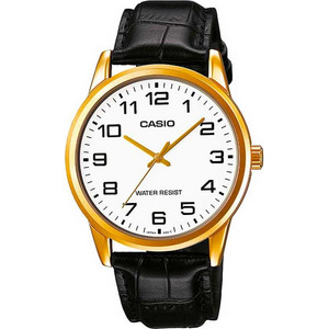 Casio Vintage Ανδρικό Ρολόι με Μαύρο Δερμάτινο Λουράκι MTP-V001GL-7B
