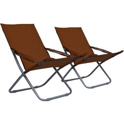 vidaXL Set Καρεκλάκι Παραλίας Καφέ 2τμχ 47906