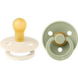 BiBS Colour Πιπίλες Καουτσούκ 0m+ Ivory Sage 2τμχ