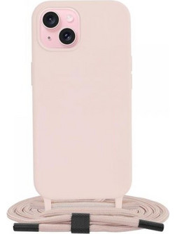 Techsuit Crossbody Lanyard Back Cover Pink (iPhone 15)