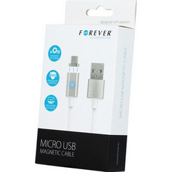 Forever LED Magnetic USB 2.0 to micro USB Cable Λευκό 1m