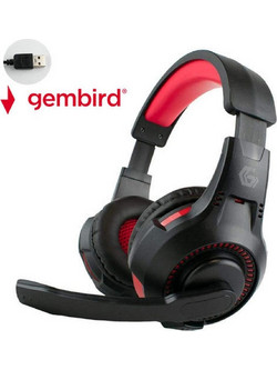 Gembird GHS-U-5.1-01 Gaming Headset Over Ear Black Red