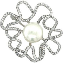 Καρφίτσα από ασήμι με μαργαριτάρι και Swarovski KF0002