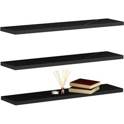 Homemarkt ΣΕΤ 3 ΡΑΦΙΑ ΤΟΙΧΟΥ CASSIUS HM8966.13 ΜΕΛΑΜΙΝΗ ΣΕ ΜΑΥΡΟ ΜΑΡΜΑΡΟ 60x14,5 εκ