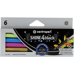 Centropen Shine 4 Black Μαρκαδόροι Ζωγραφικής Σετ 6 Χρώματα