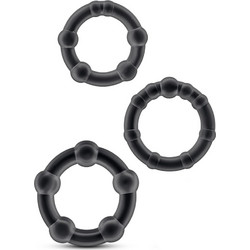Blush Stay Hard Beaded Cock Rings Σετ Ελαστικά Δαχτυλίδια Πέους & Όρχεων Σιλικόνης Μαύρα 3τμχ