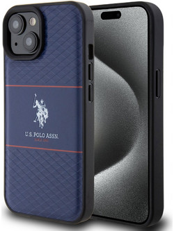 U.S. Polo Assn. HC PU Pattern Stripe - Θήκη προστασίας από σιλικόνη iPhone 15 Navy - USHCP15SPTRV