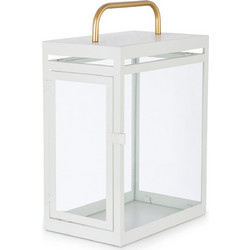 Coincasa γυάλινο φανάρι με μεταλλικό σκελετό 24 x 15 x 35 cm - 007218462 Λευκό