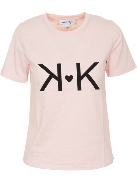 KENDALL & KYLIE W KKW3711627 LONGFIT OVERSIZED HEART T-SHIRT - KKW.2W1.016.027-SOFT PINK PINK