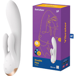 Satisfyer Double Flex Δονητής Rabbit για Ζευγάρια με App Control 20cm Λευκός