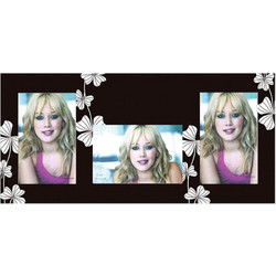 Κορνίζα 3 Θέσεων Λουλούδια 15-00-14618 43x20cm Black-White Marhome Γυαλί