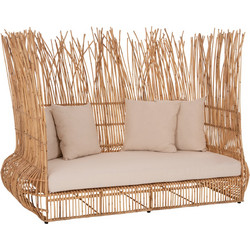 HomeMarkt Τριθέσιος Καναπές Εξωτερικού Χώρου Rattan Μπεζ 200x120x142cm HM5988