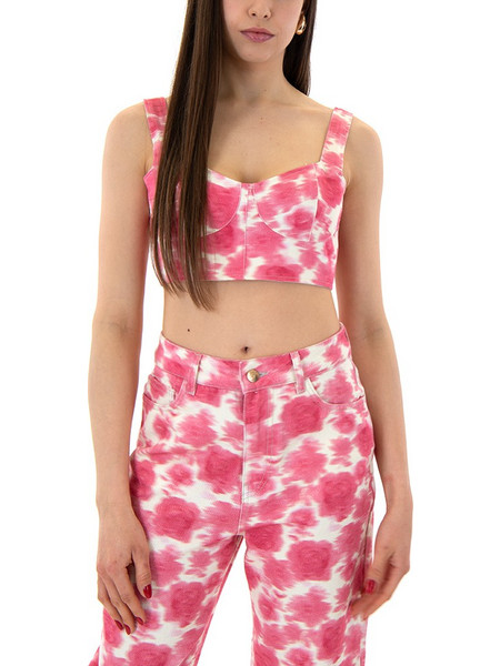 FLOWER DENIM CROP TOP WOMEN STUDIO 83