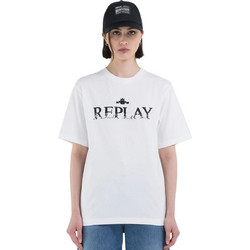 REPLAY GLITTER LOGO ΜΠΛΟΥΖΑ ΓΥΝΑΙΚΕΙΑ W3698P.000.23608P-001 (001/WHITE)