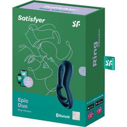 Satisfyer Epic Duo Ring Vibrator Ελαστικό Δαχτυλίδι Πέους Σιλικόνης με Δόνηση Μπλε