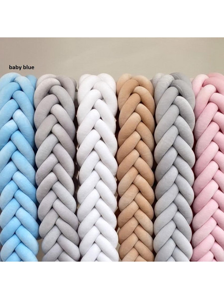 Sparrow Velvet Slim Πάντα Κούνιας Πλεξούδα Γαλάζιο 14x200cm