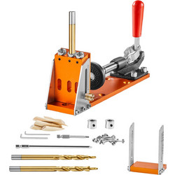 VEVOR 30 Pcs Pocket Hole Jig Kit, Ρυθμιζόμενο και εύχρηστο σύστημα Pocket Hole Jig με βηματικά τρυπάνια, κλειδιά, δαχτυλίδια στοπ τρυπανιού και τετράγωνα μύτες κίνησης, σημάδια διπλής κλίμακας για ξυλ