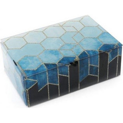 Μπζουτιέρα γυάλινη μπλε καφέ 15x10Η5cm