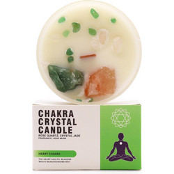 Αρωματικό Κερί με πολύτιμους λίθους Crystal Candle Heart Chakra Rose Musk 360g
