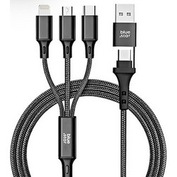 Data cable Blue Star Braided USB A to Micro USB/Lightning/Type-C to USB 2.0 1.2m Μαύρο