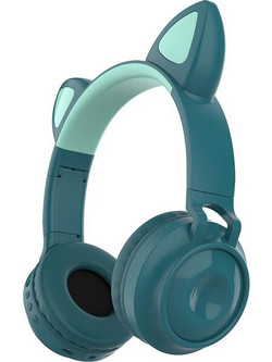 ZW028 Cat Ασύρματα Bluetooth Παιδικά Ακουστικά On Ear Πράσινα