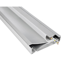 GloboStar(R) SKIRTINGBOARD-PROFILE 70850-3M Προφίλ Αλουμινίου - Βάση + Ψύκτρα Ταινίας LED με Λευκό Γαλακτερό Κάλυμμα - Επιφανειακή Χρήση για Περβάζι - Πατητό Κάλυμμα - Ασημί - 3 Μέτρα - Μ300 x Π1.6 x