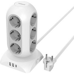 Πολύπριζο Ασφαλείας Tessan 12x Schuko, 2x USB & 1x USB-C 25W White 2m (TPS02-DE-C)