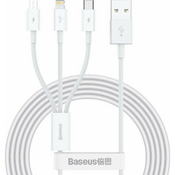 Baseus Superior Series Regular USB σε Type-C / Lightning / micro USB (1.5m) - Λευκό
