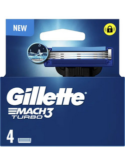 Gillette Mach 3 Turbo Ανταλλακτικά Ξυραφάκια με 3 Λεπίδες & Λιπαντική Ταινία 4τμχ