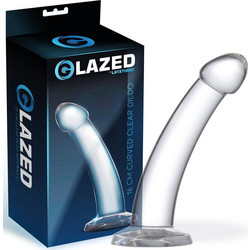 LateToBed Glazed Curved Crystal Material Dildo με Βεντούζα 16cm Clear