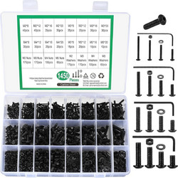 VIGRUE Screws and Nuts Washers M2 M3 M4 M5 with Wrench, Set of 1450pcs