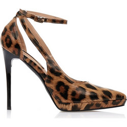 Γόβες animal print δερματίνη με φιάπα και λουστρίνι τακούνι