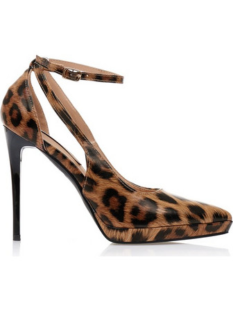 Γόβες animal print δερματίνη με φιάπα και λουστρίνι τακούνι