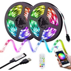 Σετ 2 ΛεντοΤαινίες 5m - Ταινίες Led RGB τηλεχειριζόμενες με τροφοδοσία USB και λειτουργία εφαρμογής από κινητό