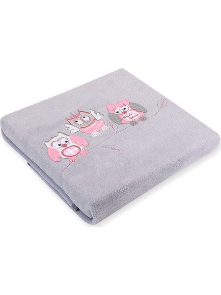 Polar fleece blanket - Owls Bigi Zibi & Adele- grey