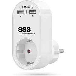 SAS ΑΝΤΑΠΤΟΡΑΣ ΦΟΡΤΙΣΗΣ ΛΕΥΚΟ 2 x USB / 2.4A 100-15-130