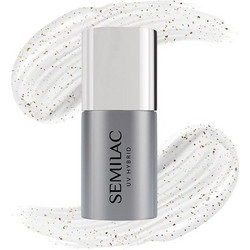 Semilac UV Hybrid No Wipe Copper & Gold Flakes Top Coat Ημιμόνιμο Βερνίκι Νυχιών 7ml