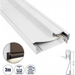 GloboStar SKIRTINGBOARD-PROFILE 70851-3M Προφίλ Αλουμινίου - Βάση & Ψύκτρα Ταινίας LED με Λευκό Γαλακτερό Κάλυμμα - Επιφανειακή Χρήση για Περβάζι - Πατητό Κάλυμμα - Λευκό - 3 Μέτρα - Μ300 x Π1.6 x Υ8c