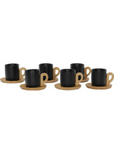LIBERTA NORDIC ΚΟΥΠΑ ESPRESSO SET 6ΤΜΧ 29x21x7cm ΠΟΡΣΕΛΑΝΗ ΜΑΥΡΟ ΦΥΣΙΚΟ BAMBOO